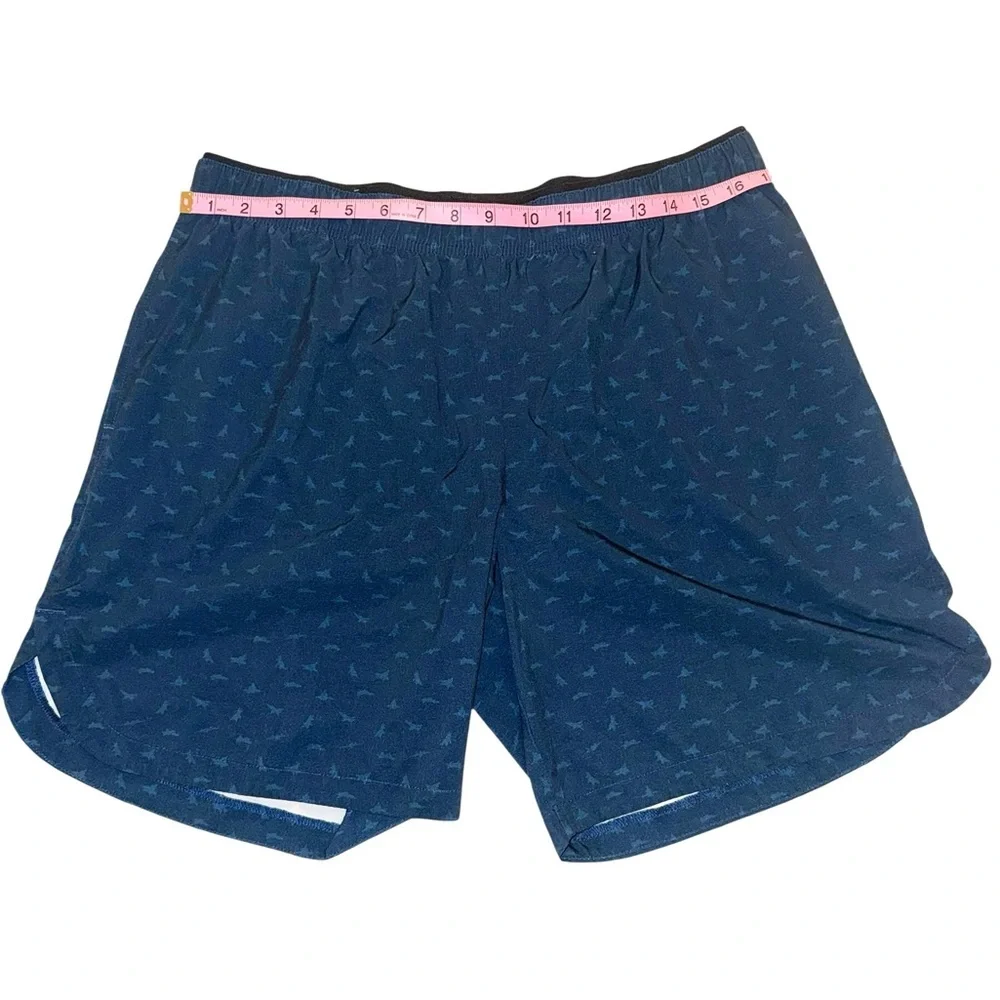 Chubbies Men’s XL 7” Linerless Shorts Navy Shark Print Elastic Waist